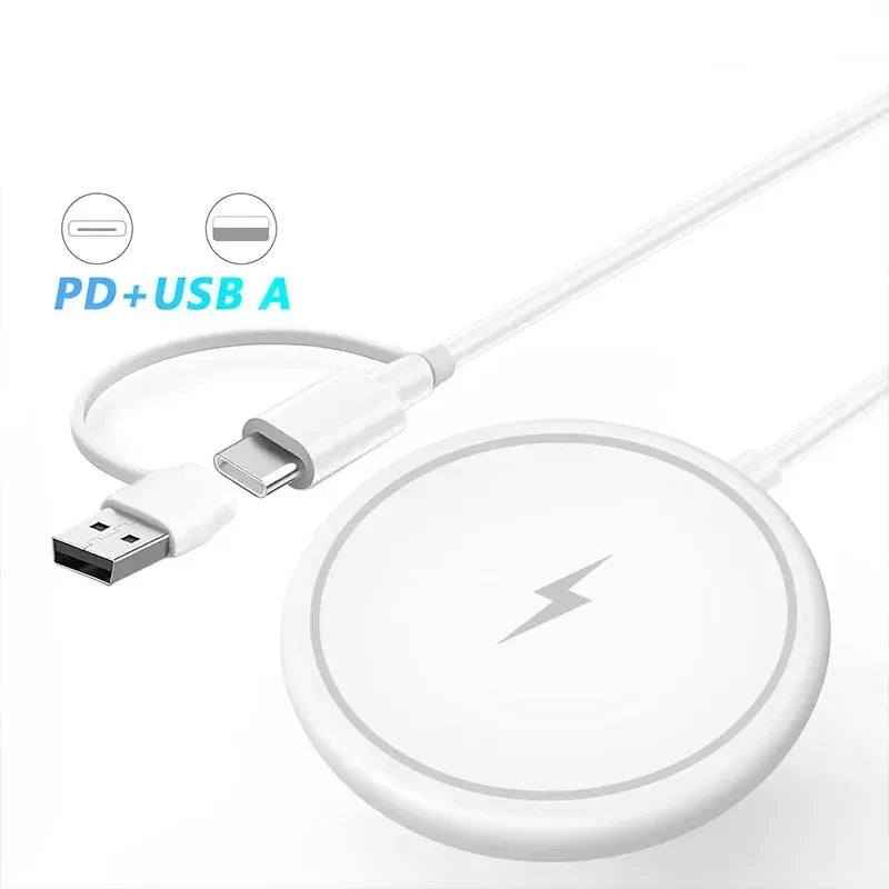 30W Magnetic Wireless Charger Pad for iPhone 16 15 14 13 12 11 Pro Max Mini Desktop Chargers USB A PD Magnet Fast Charging Stand