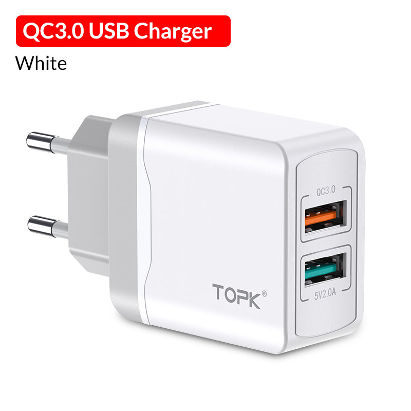 TOPK Quick Charge 3.0 18W QC 3.0 Dual USB Charger