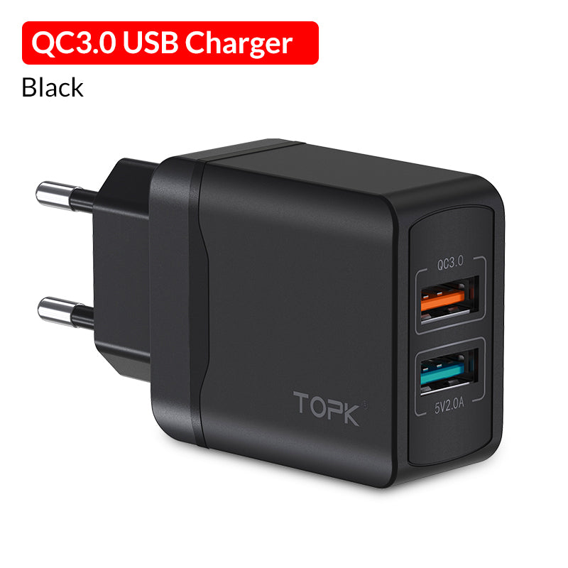 TOPK Quick Charge 3.0 18W QC 3.0 Dual USB Charger