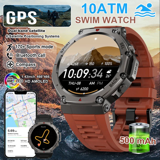 T-Rex 3 GPS Smart Watch 10ATM Waterproof Built-in Dual-band GNSS Compass Military Sport Smartwatch Men 2025 New For Xiaomi