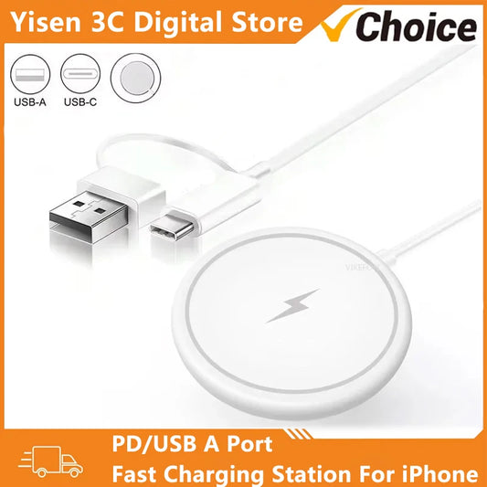 Magnetic Wireless Charger Pad For Magsafe iPhone 16 15 14 13 12 Pro Max Earphone USB A Type C PD Magnet Fast Charging Station