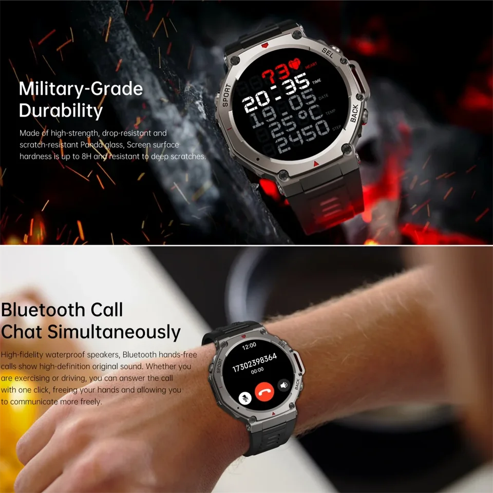 T-Rex 3 GPS Smart Watch 10ATM Waterproof Built-in Dual-band GNSS Compass Military Sport Smartwatch Men 2025 New For Xiaomi