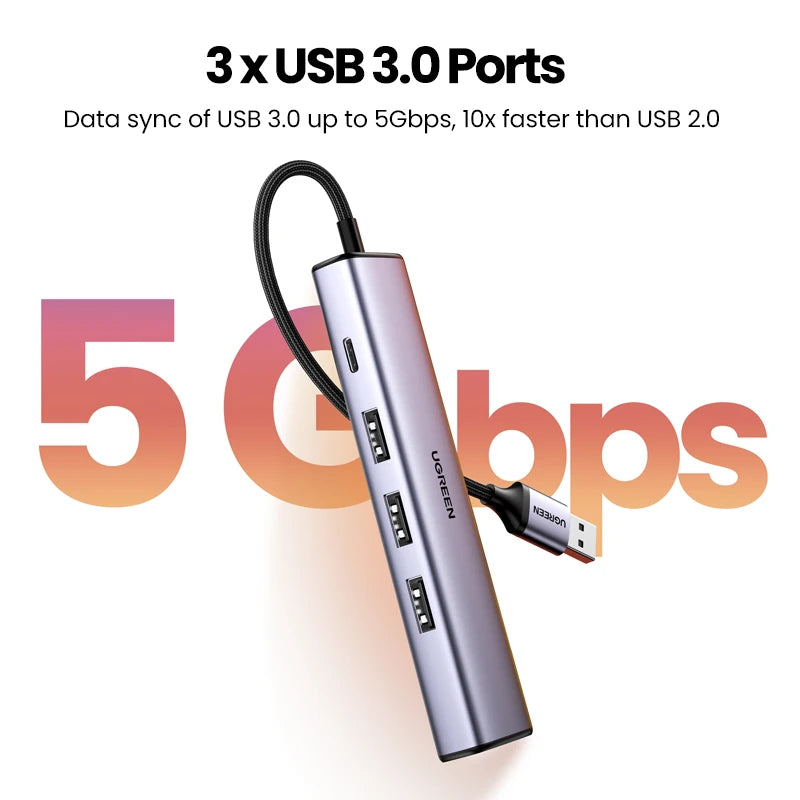 UGREEN USB Ethernet Adapter 1000/100Mbps USB3.0 HUB RJ45 Lan for Laptop PC Xiaomi Mi Box Macbook Windows USB-C HUB Network Card